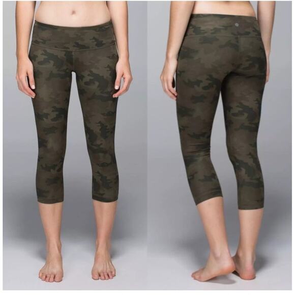Lululemon Wunder Under Savasana Camo Capri crop legging SZ 10 - Picture 1 of 7